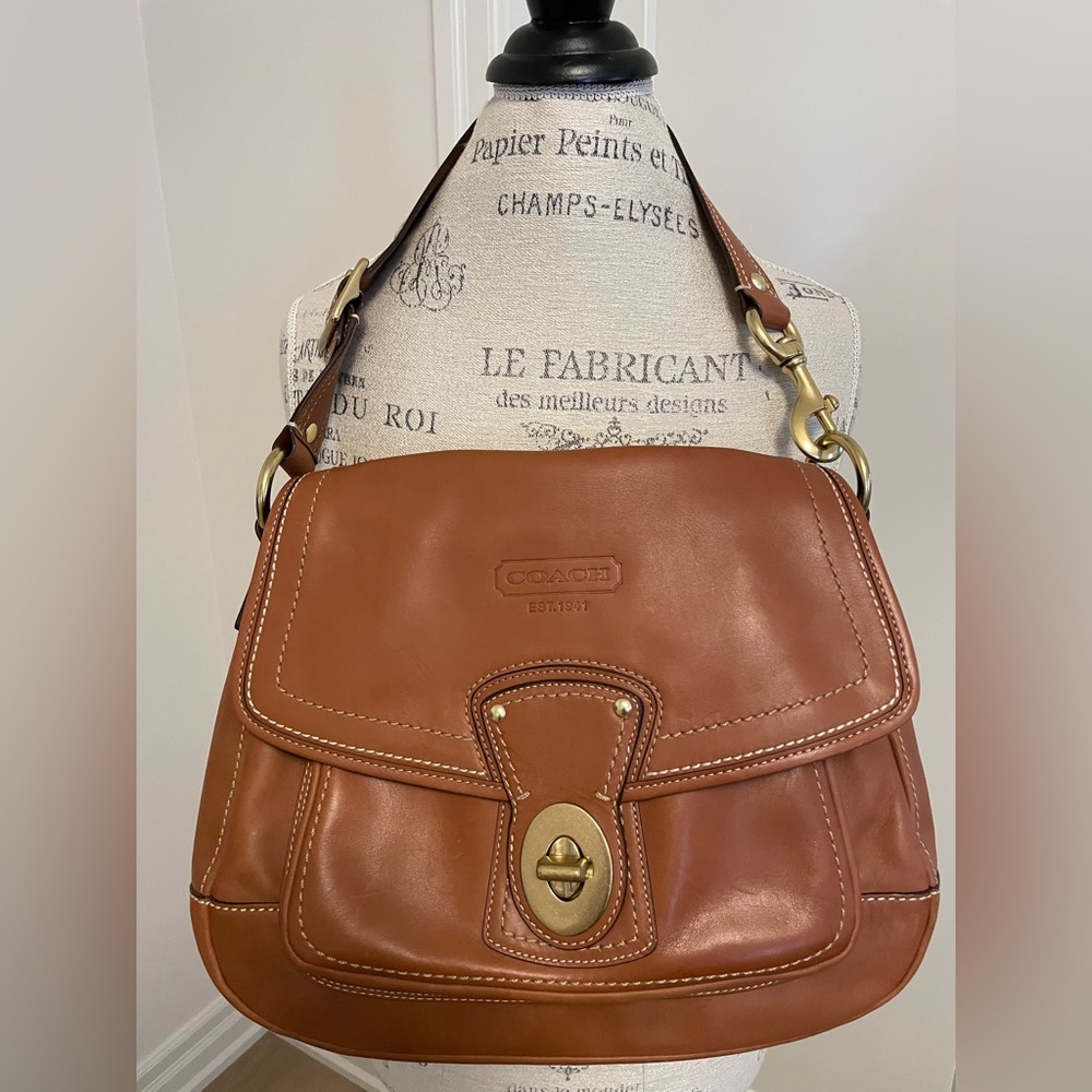 Authentic Vintage Coach Legacy ‘Ali’ Leather Flap Shoulder Bag. Whiskey Brown.